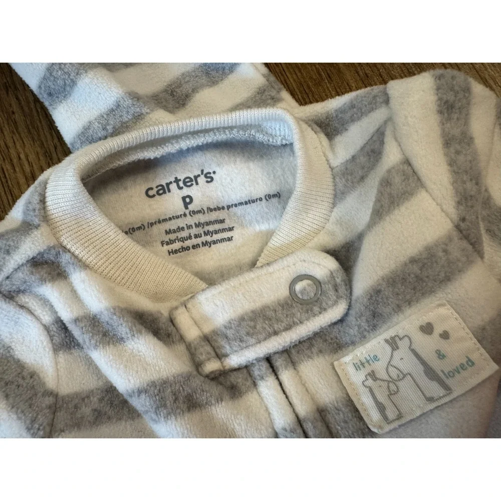 Carters Preemie Baby Boy Sleeper‎ Outfit Fleece Giraffe Reborn Doll Little Loved
